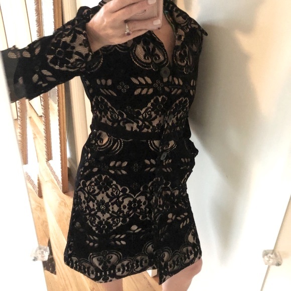 Anthropologie Black Lace Velvet Coat - Picture 6 of 12